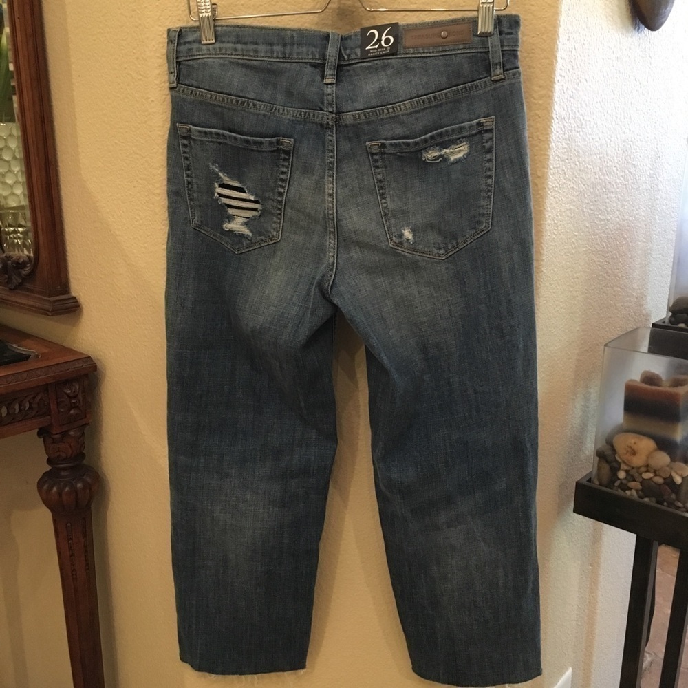 NWT~TREASURE & BOND Women Ripped Mid-Rise Baggy Crop Jeans Size 26 - Picture 6 of 8